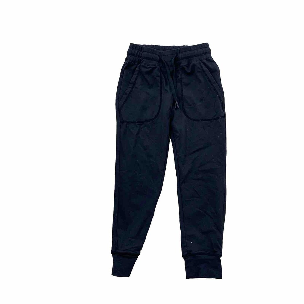 Zyia Active 6-7 Kids Joggers Black Drawstring 17" Inseam Comfort Stretch 10-8